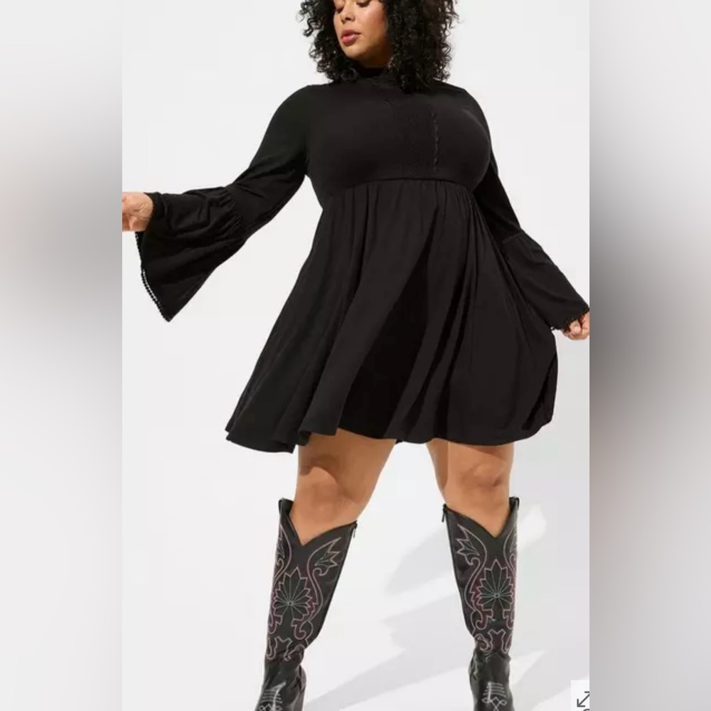 NWT Torrid Jersey mock neck long bell sleeves skater mini dress size 3X